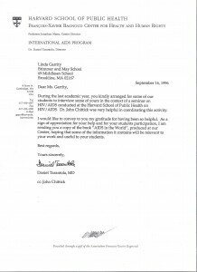 Intl. AIDS Program Letter from Dr. Tarntola